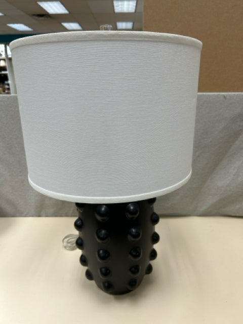 BLACK CERAMIC BUMPS BASE LAMP W WHITE SHADE