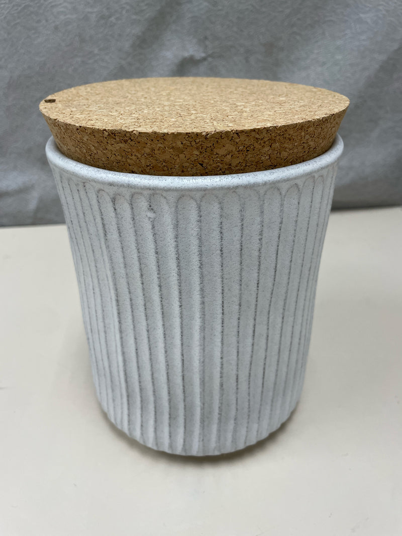 WHITE KITCHEN CANISTERS WITH CORK LID