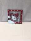 GLASS SQUARE SNOWMAN PLATE
