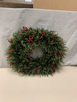 20" FAUX CEDAR BERRY WREATH