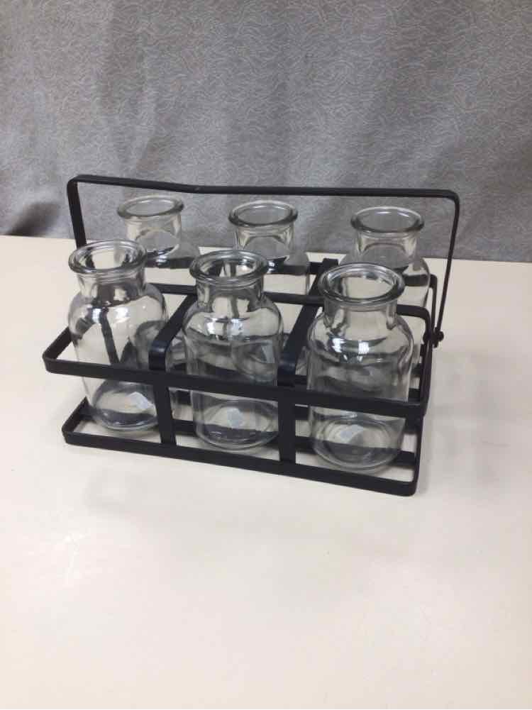 WIRE CADDY W/6 MILK GLASSES