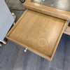 WOOD/GOLD LEATHER TOP COFFEE TABLE