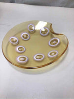 1950'S ORANGE PURPLE GLASS DISH