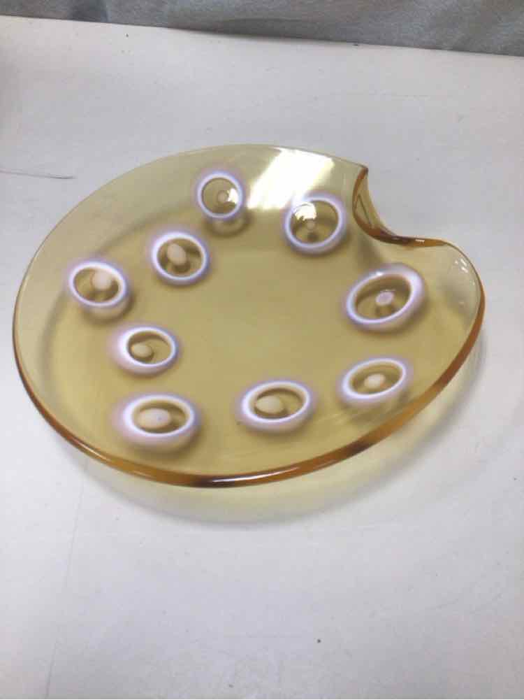 1950'S ORANGE PURPLE GLASS DISH