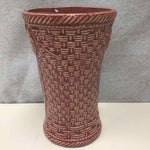 RED CERAMIC VASE W/WEAVE DETAIL