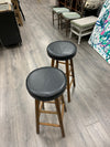 2 30" WOOD BLACK ROUND BACK LESS STOOL