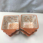 4 ORANGE/BROWN RAMEKINS