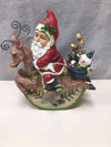 WOOD SANTA ON REINDEER ROCKING