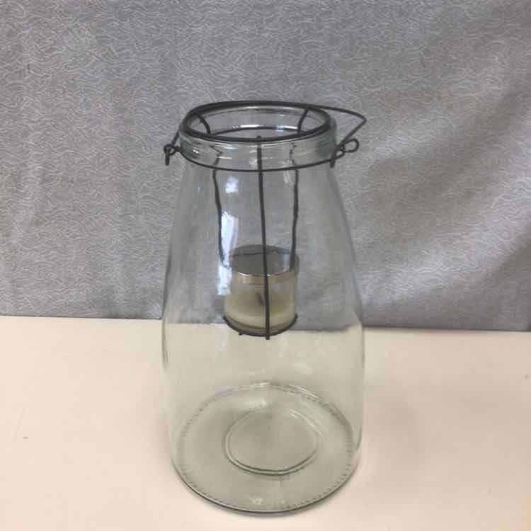 CLEAR GLASS LANTERN W/TEA LIGHT