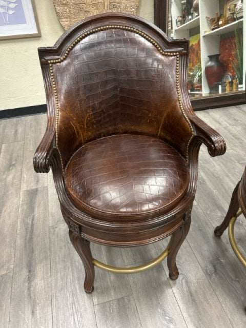 CENTURY CROC EMBOSSED LEATHER STOOL