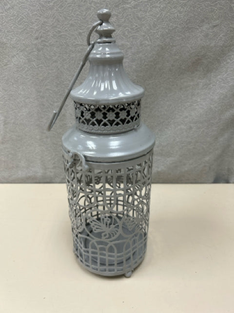 GREY METAL BIRDCAGE CANDLE STAND