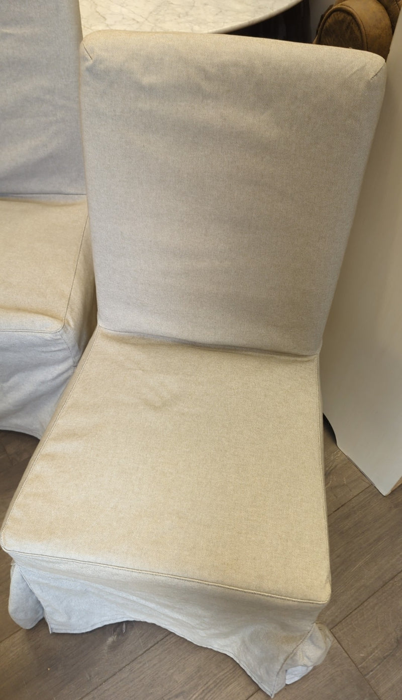 2 GREY UPHOL PARSONS CHAIRS