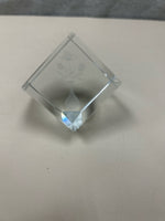 GLASS CUBE W/FLORAL INSIDE
