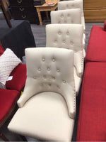 4 WHITE RIVETED DINING CHAIRS