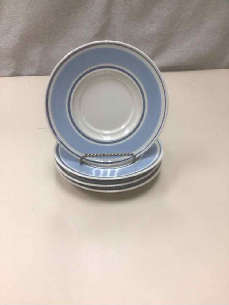 4 VINTAGE BLUE/BROWN MUGS