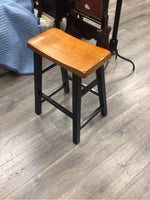 WOODEN STOOL WITH BLACK LEGS