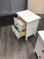 WHITE LAMINATE 2-DRAWER NIGHTSTAND