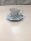 4 VINTAGE BLUE/BROWN MUGS
