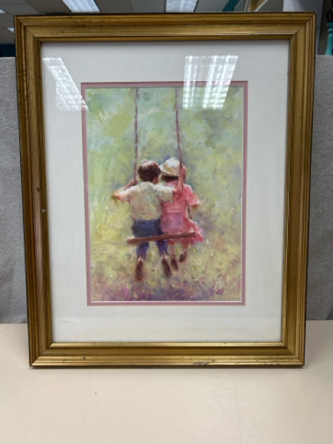 BOY GIRL ON SWING PIC