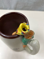 CERAMIC BEER STEIN W/STRAW HOLDER