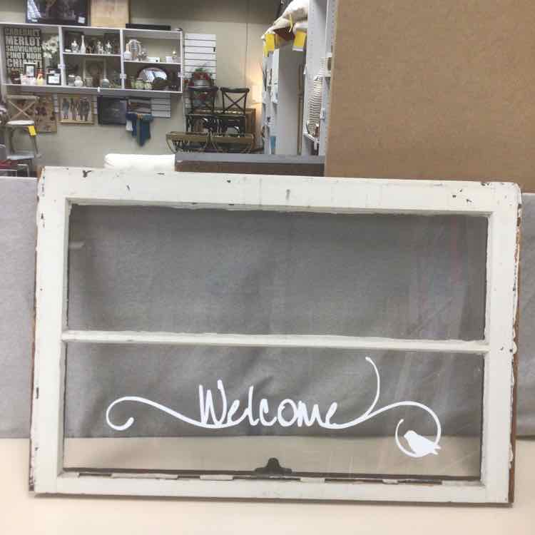 "WELCOME" GLASS WINDOW