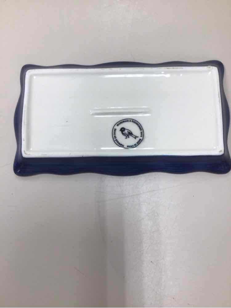 YELLOW/BLUE CERAMIC BUTTER DISH