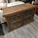 HARDWOOD W/GLASS DOORS CONSOLE