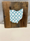 OHIO SHAPE WOOD W/TEAL WHITE