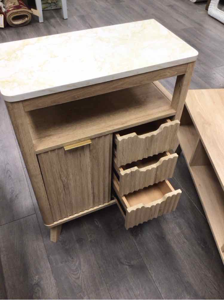 LIGHT BROWN FLOOR CABINET WITH SLIDING DOOR