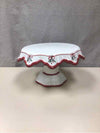 WHITE/RED PINE BRANCH CAKE PLATE
