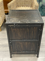 BLACK METAL SIDE TABLE W/CABINET