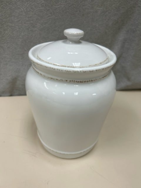 WHITE CERAMIC CONTAINER W/ LID