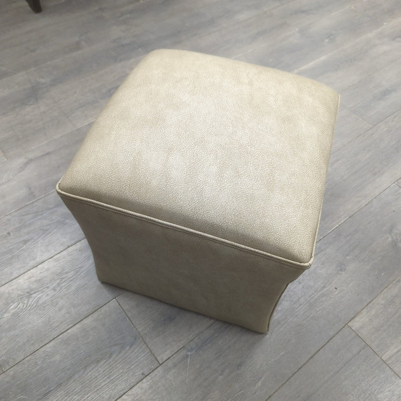 BEIGE FAUX LEATHER OTTOMAN