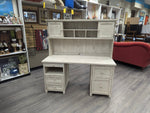 2 PIECE WEATHERED WHITE DESK W/ HUTCH