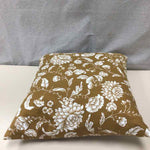 BROWN WHITE FLORAL PILLOW