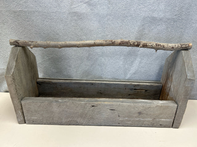 WOOD CARVED CARRIER W/HANDLES