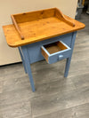 PINE BLUE PAINTED SIDE TABLE W/DRAWER