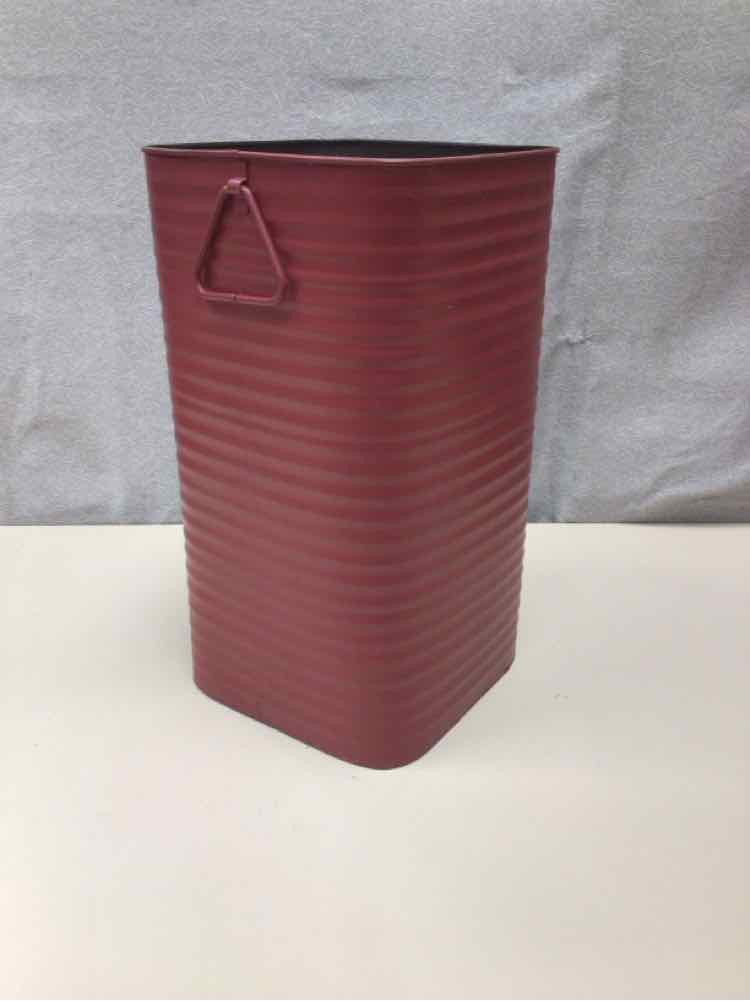 TALL RED METAL CONTAINER