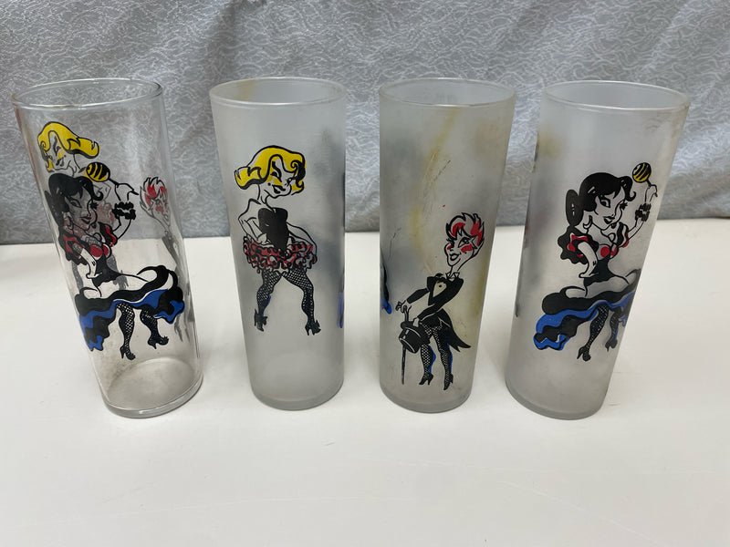 4 TALL WOMAN DANCERS GLASSES