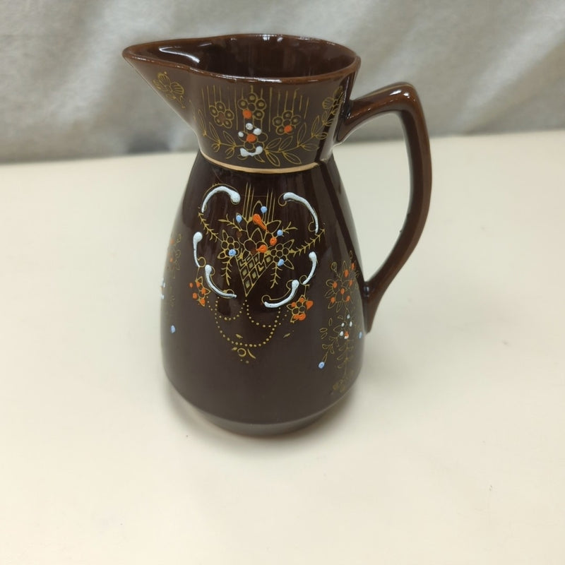 VINTAGE BROWN CERAMIC PITCHER