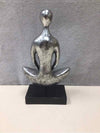 SILVER YOGA LADY ON BLACK STAND