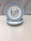 4 VINTAGE BLUE/BROWN DINNER PLATES