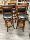 4 WOOD BLACK UPHOL SWIVEL STOOLS