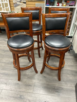 4 WOOD BLACK UPHOL SWIVEL STOOLS