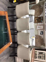 4 WHITE RIVETED DINING CHAIRS