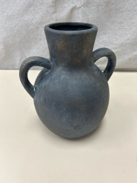 BLACK CERAMIC WIDE VASE