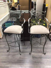 2 SILVER/BEIGE SWIVEL BARSTOOLS