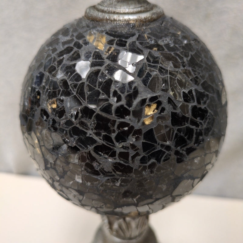 BLACK/SILVER GLASS ORB STAND