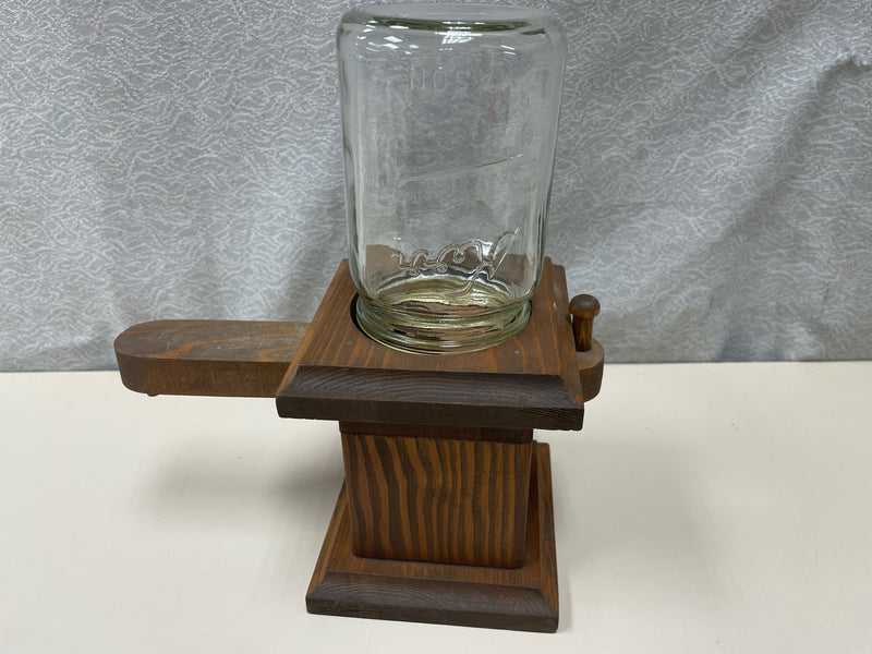 WOODEN CANDY DISPENSER W/JAR