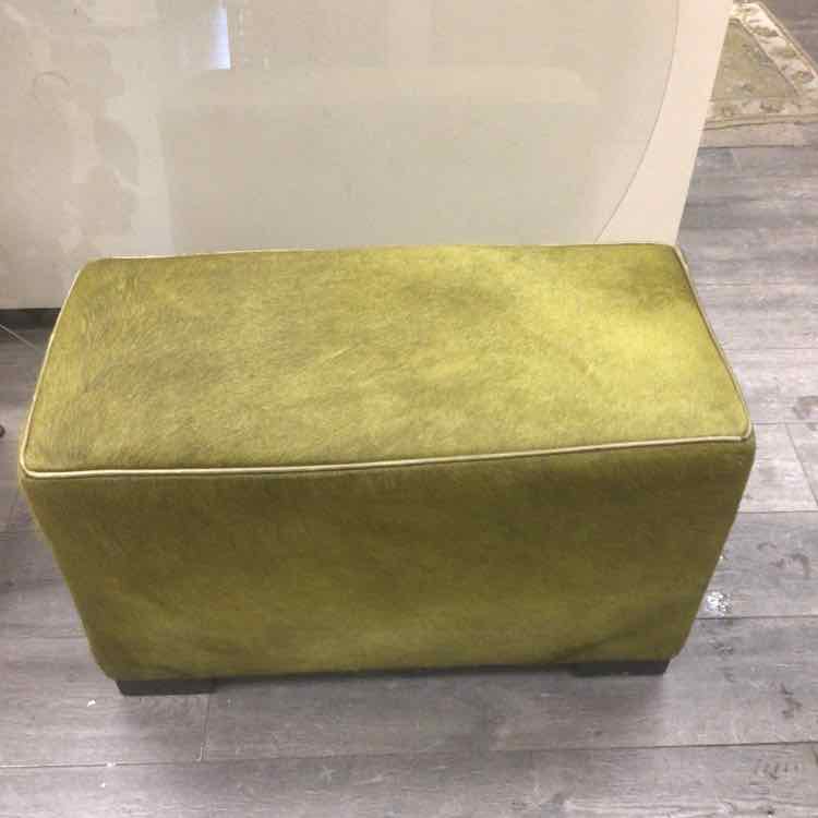 GREEN COWHIDE OTTOMAN